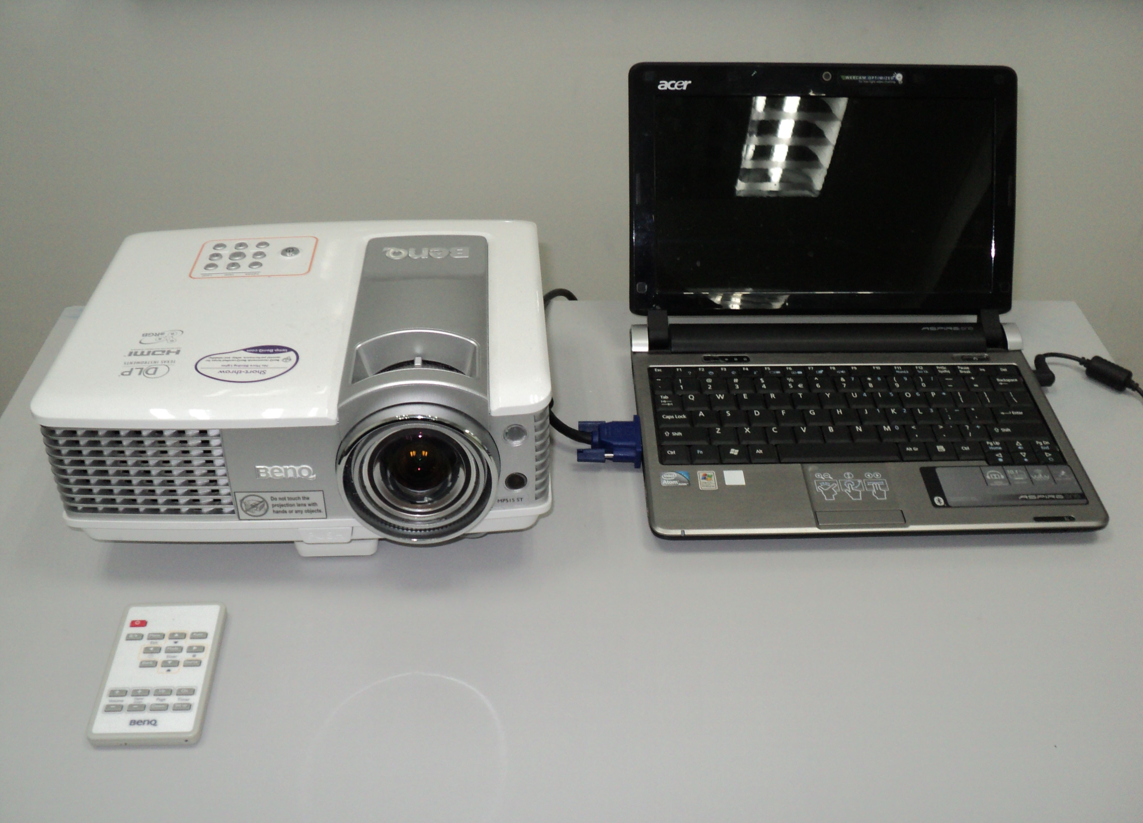 Laptop and projector used in teaching